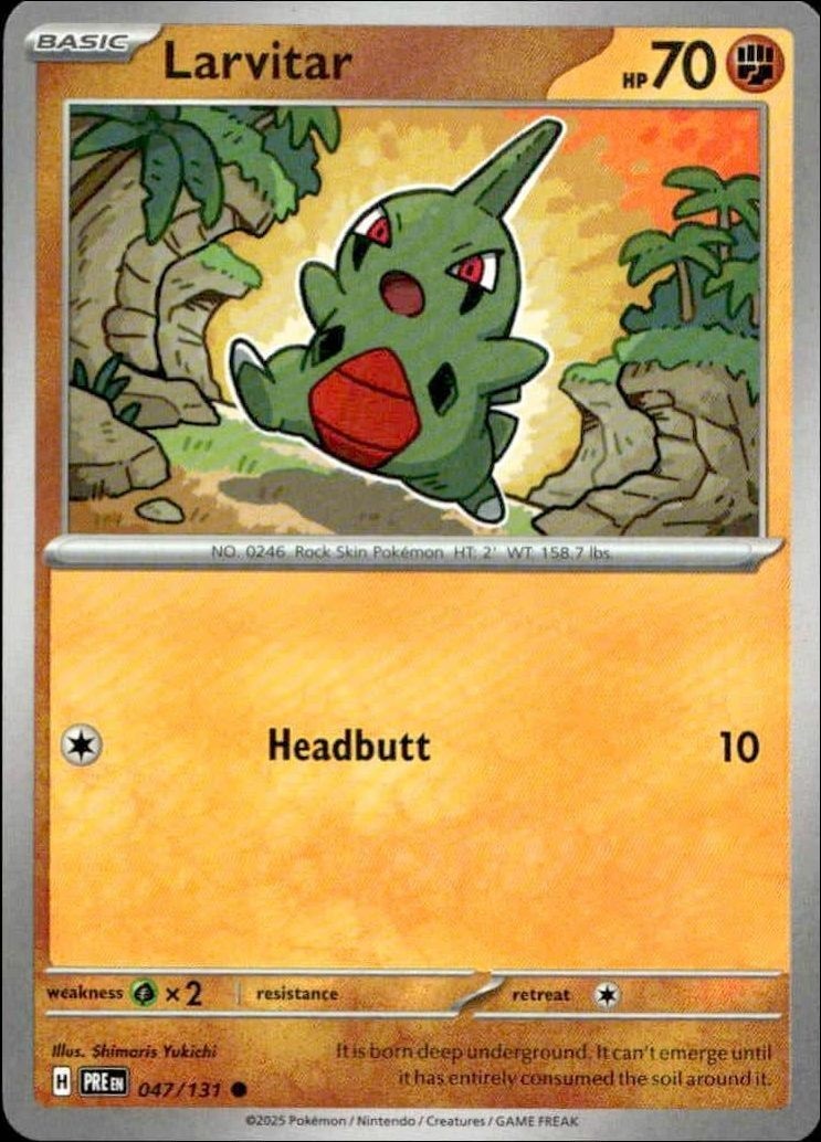 2025 Pokémon Prismatic Evolutions Larvitar #047/131 trading card