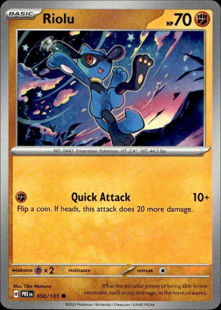 2025 Pokémon Prismatic Evolutions Riolu #050/131 trading card