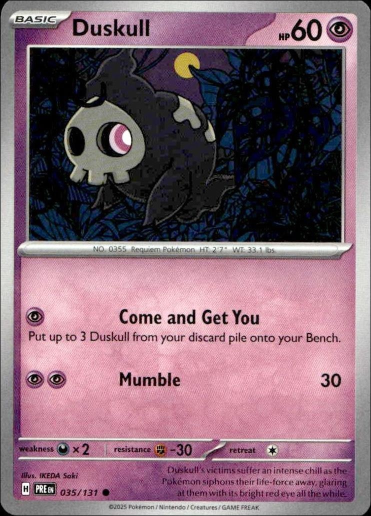 2025 Pokémon Prismatic Evolutions Duskull #035/131 trading card