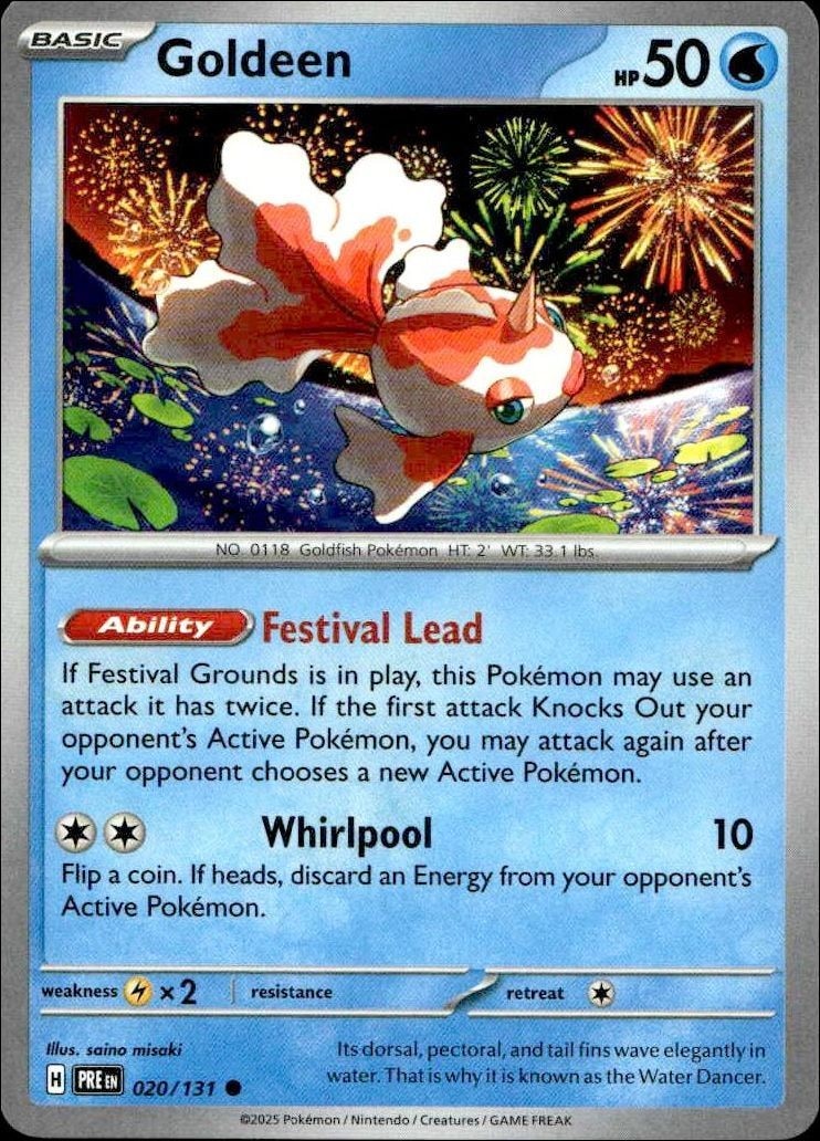 2025 Pokémon Prismatic Evolutions Goldeen #020/131 Pokémon card front