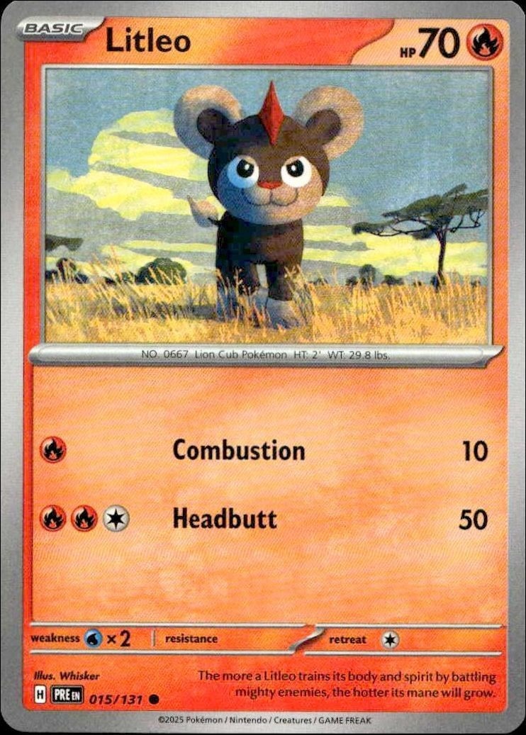2025 Pokémon Prismatic Evolutions Litleo #015/131 trading card
