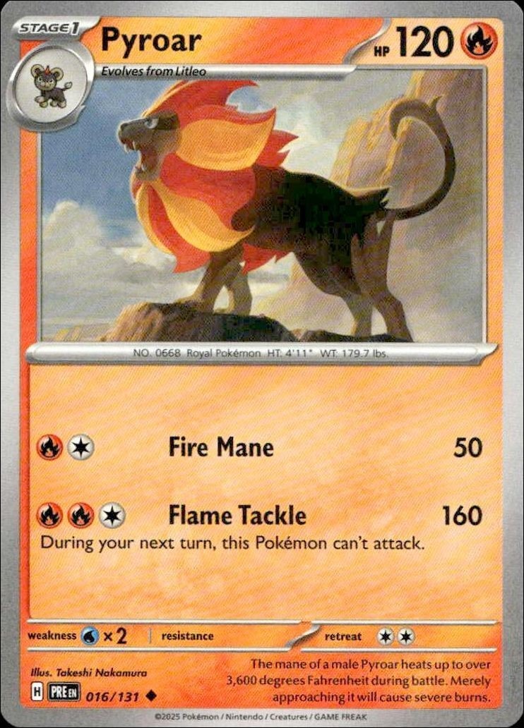 2025 Pokémon Prismatic Evolutions Pyroar #016/131 trading card