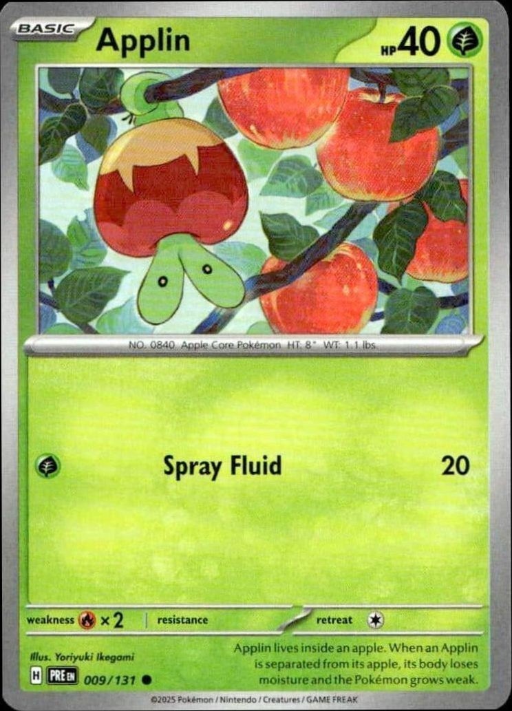 2025 Pokémon Prismatic Evolutions Applin #009/131 trading card