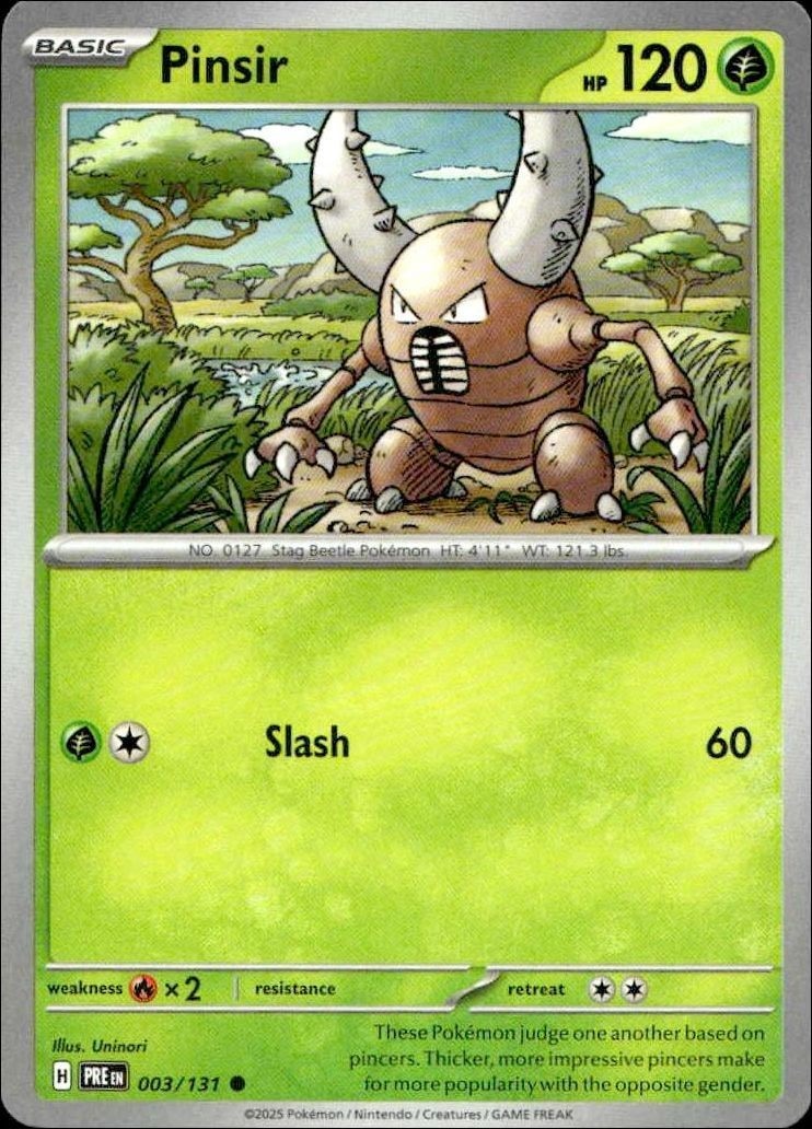 2025 Pokémon Prismatic Evolutions Pinsir #003/131 trading card