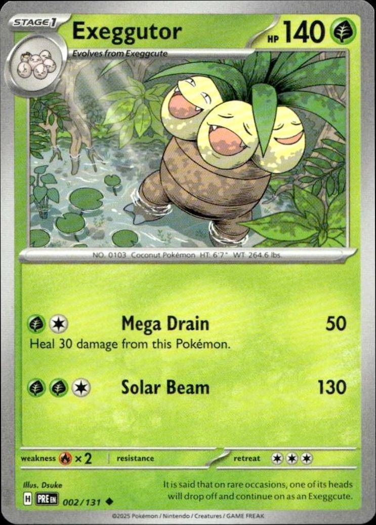 2025 Pokémon Prismatic Evolutions Exeggutor #002/131 trading card