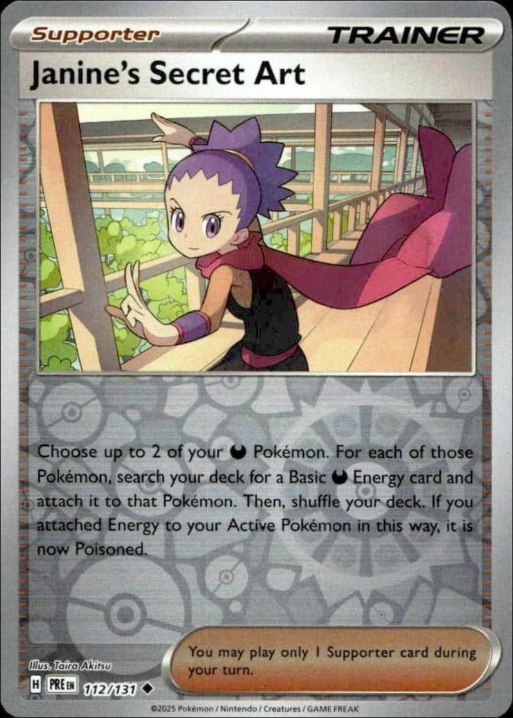 2025 Pokémon Prismatic Evolutions Janine's Secret Art #112/131 trading card