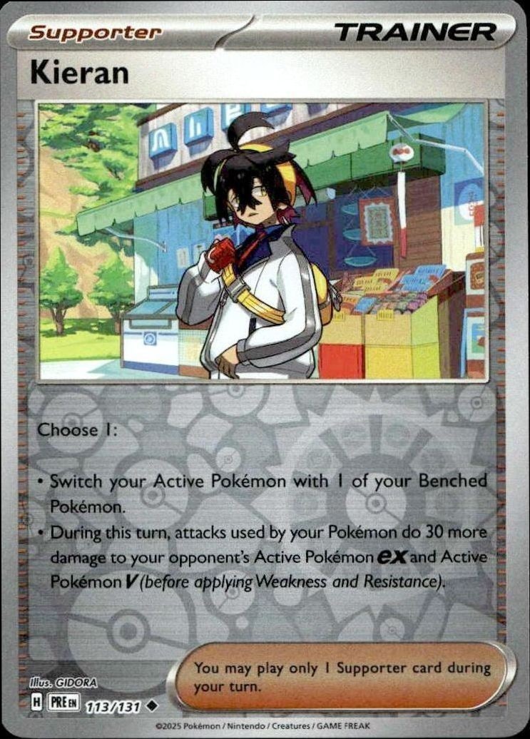 2025 Pokémon Prismatic Evolutions Kieran #113/131 trading card