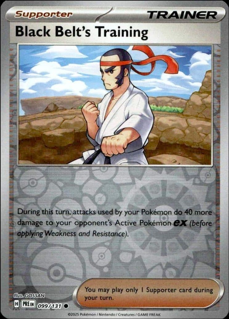 2025 Pokémon Prismatic Evolutions Black Belt's Training #099/131 trading card