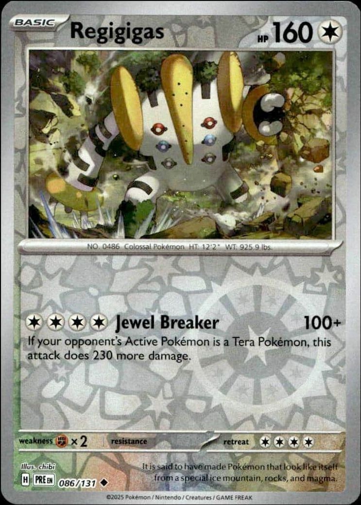 2025 Pokémon Prismatic Evolutions Regigigas #086/131 Pokémon card front