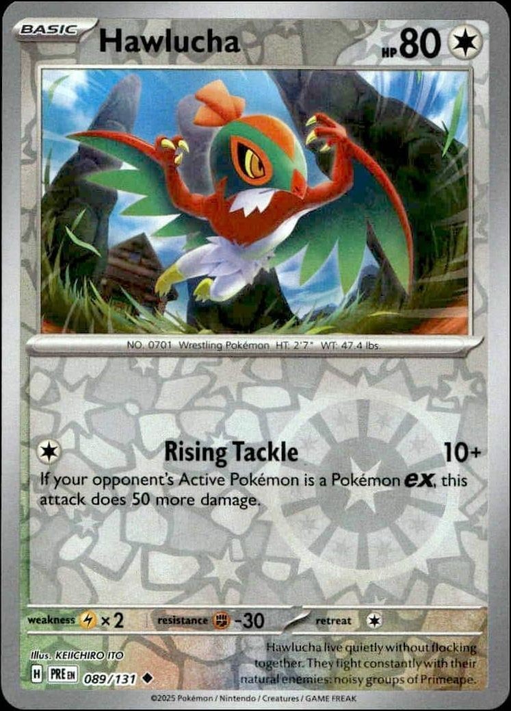2025 Pokémon Prismatic Evolutions Hawlucha #089/131 Pokémon card front