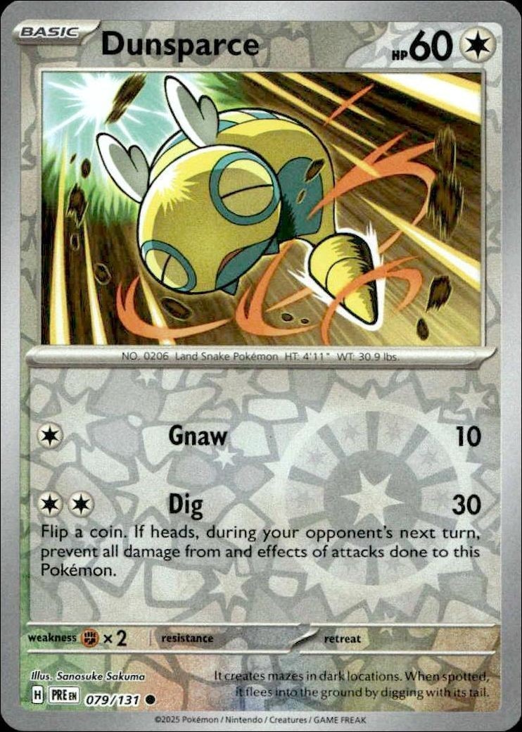 2025 Pokémon Prismatic Evolutions Dunsparce #079/131 Pokémon card front