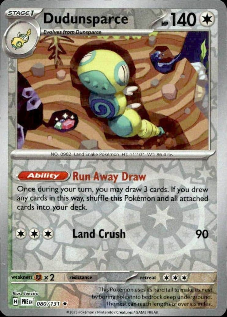 2025 Pokémon Prismatic Evolutions Dudunsparce #080/131 trading card