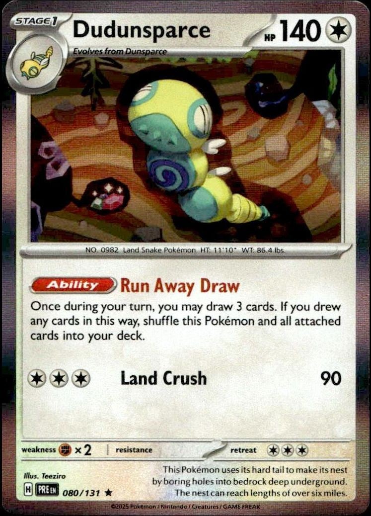 2025 Pokémon Prismatic Evolutions Dudunsparce #080/131 trading card