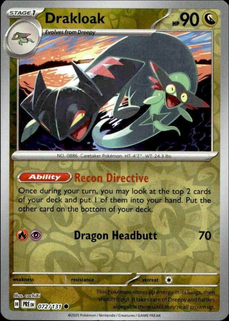 2025 Pokémon Prismatic Evolutions Drakloak #072/131 trading card