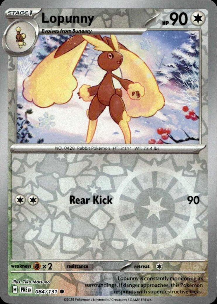 2025 Pokémon Prismatic Evolutions Lopunny #084/131 trading card