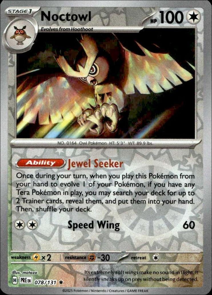 2025 Pokémon Prismatic Evolutions Noctowl #078/131 trading card