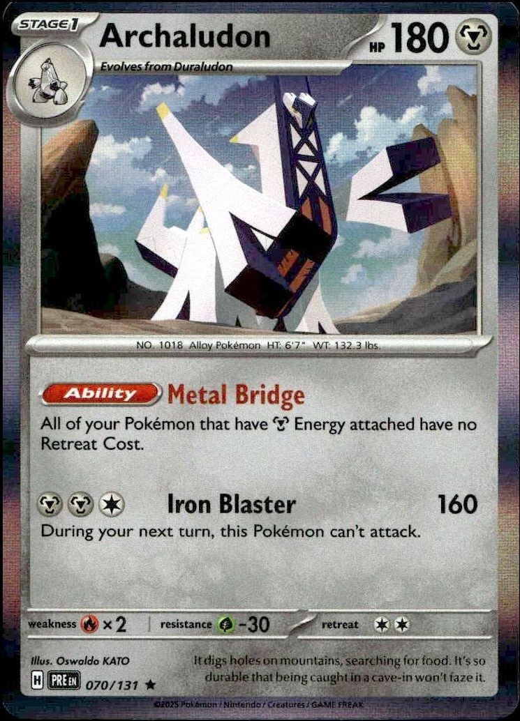 2025 Pokémon Prismatic Evolutions Archaludon #070/131 trading card