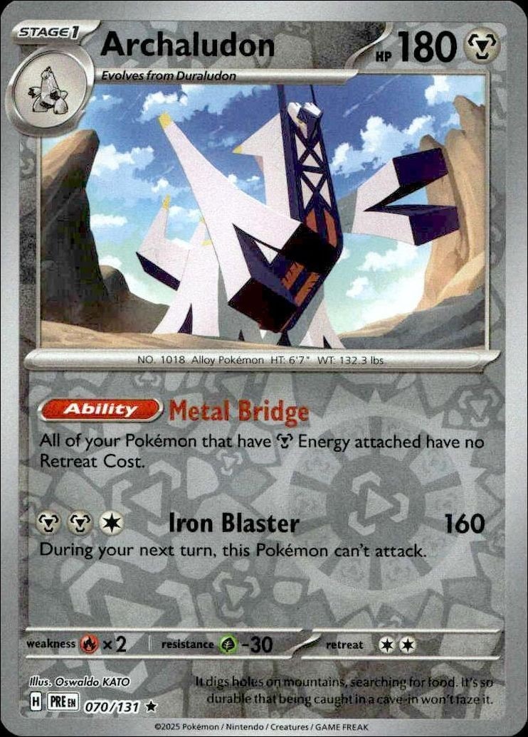 2025 Pokémon Prismatic Evolutions Archaludon #070/131 trading card