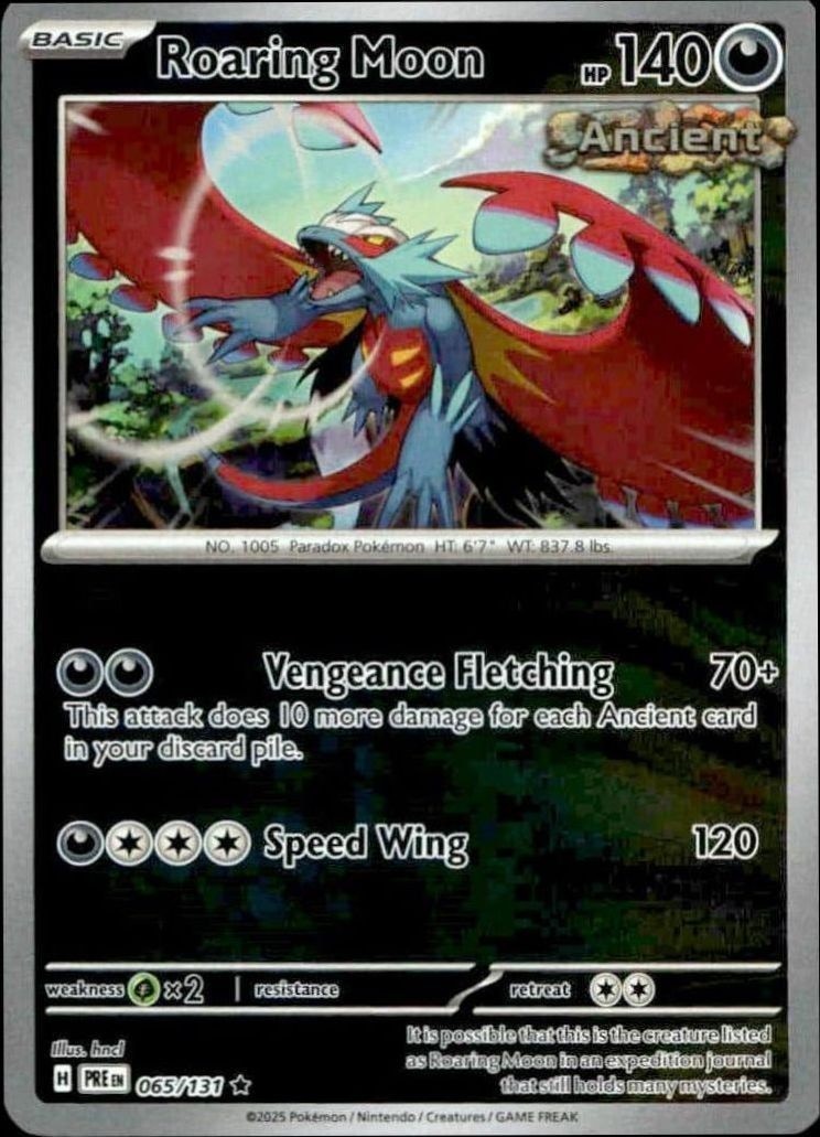 2025 Pokémon Prismatic Evolutions Roaring Moon #065/131 trading card