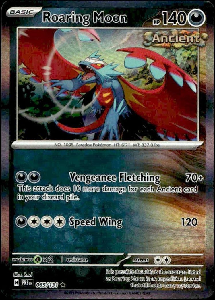 2025 Pokémon Prismatic Evolutions Roaring Moon #065/131 trading card