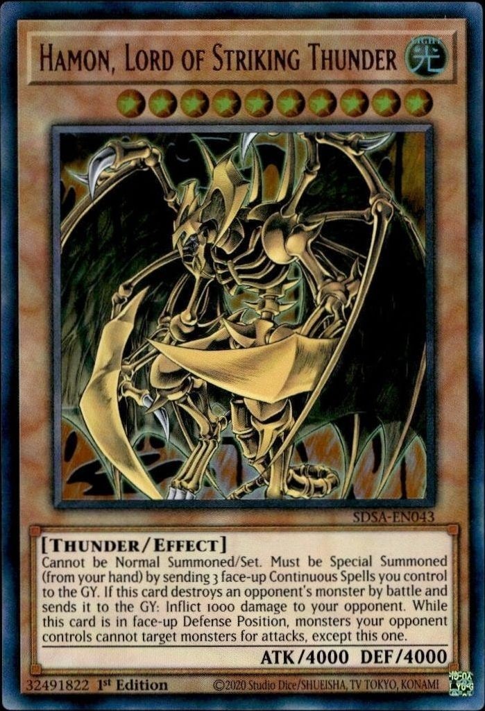 2020 Yu-Gi-Oh Structure Deck: Sacred Beasts Hamon, Lord of Striking Thunder #SDSA-EN043 trading card