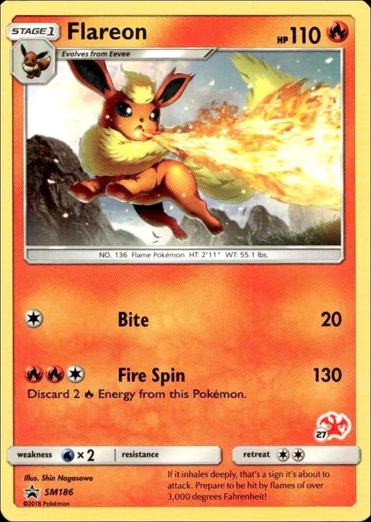 2017 Pokémon Black Star Promos Flareon #SM186 trading card