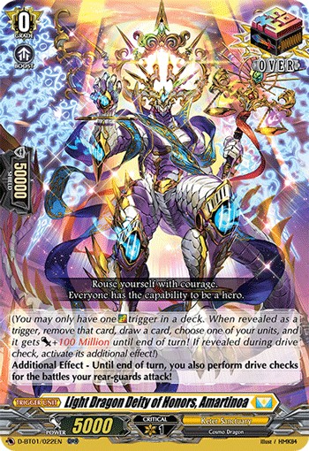 2021 Cardfight!! Vanguard Light Dragon Deity of Honors, Amartinoa #D-BT01/022EN trading card