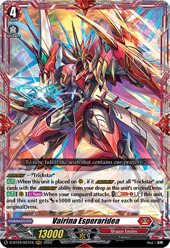 2022 Cardfight!! Vanguard Vairina Esperaridea #D-BT04/001EN trading card