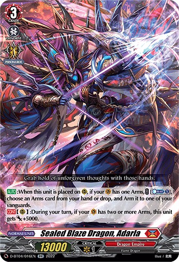 2022 Cardfight!! Vanguard Sealed Blaze Dragon, Adarla #D-BT04/016EN trading card