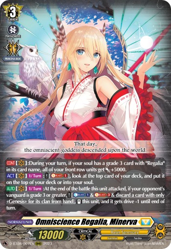 2023 Cardfight!! Vanguard Omniscience Regalia, Minerva #D-BT08/007EN trading card