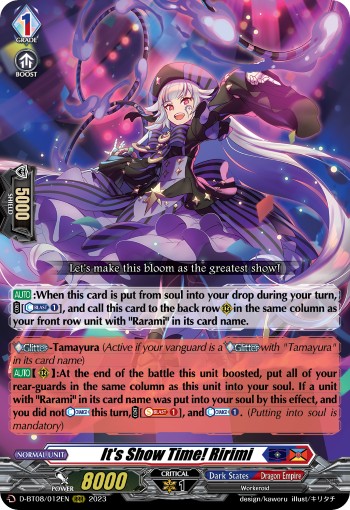 2023 Cardfight!! Vanguard It's Show Time! Ririmi #D-BT08/012EN trading card