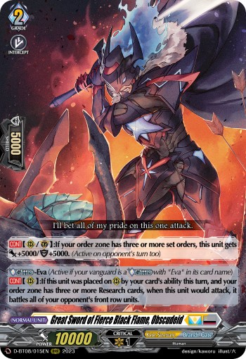 2023 Cardfight!! Vanguard Great Sword of Fierce Black Flame, Obscudeid #D-BT08/015EN trading card