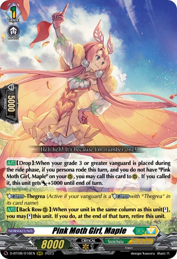 2023 Cardfight!! Vanguard Pink Moth Girl, Maple #D-BT08/016EN trading card