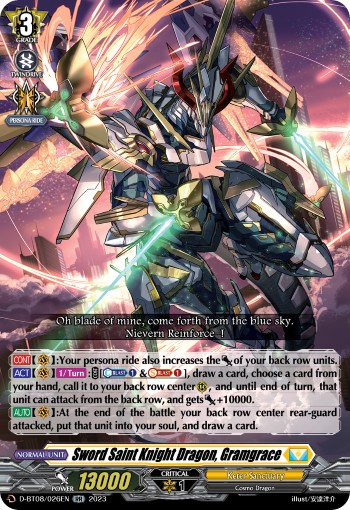 2023 Cardfight!! Vanguard Sword Saint Knight Dragon, Gramgrace #D-BT08/026EN trading card