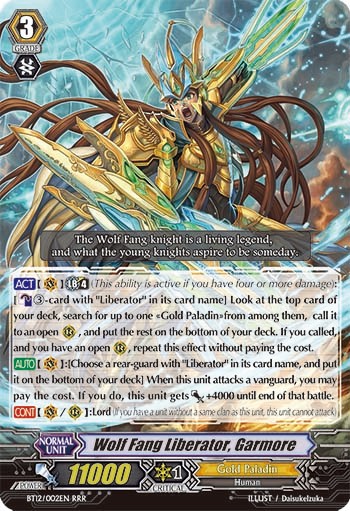 2014 Cardfight!! Vanguard Wolf Fang Liberator, Garmore #BT12/002EN trading card