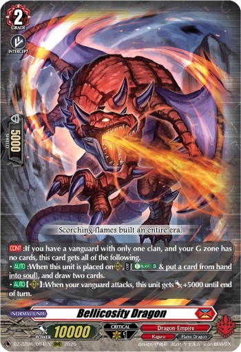 2025 Cardfight!! Vanguard Bellicosity Dragon #DZ-BT06/004EN trading card