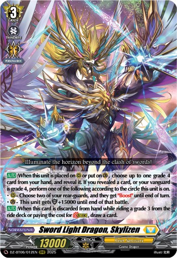2025 Cardfight!! Vanguard Sword Light Dragon, Skylizen #DZ-BT06/012EN trading card