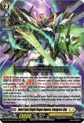 2025 Cardfight!! Vanguard Sword Saint Knight Dragon Emperor, Gramgrace Sieg #DZ-BT06/013EN trading card