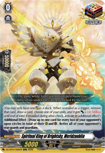 2025 Cardfight!! Vanguard Spiritual King of Brightsky, Meridzanblia #DZ-BT07/026EN trading card