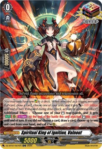 2025 Cardfight!! Vanguard Spiritual King of Ignition, Valnout #DZ-BT07/027EN trading card