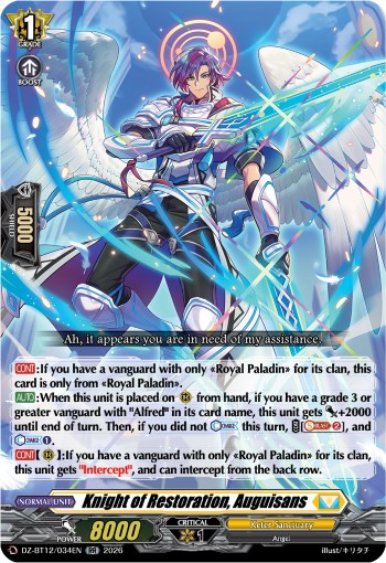 2026 Cardfight!! Vanguard Knight of Restoration, Auguisans #DZ-BT12/034EN trading card
