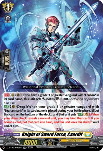 2026 Cardfight!! Vanguard Knight of Sword Force, Caerdif #DZ-BT12/035EN trading card