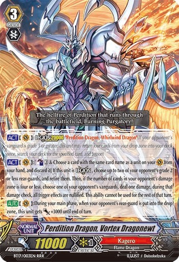 2015 Cardfight!! Vanguard Perdition Dragon, Vortex Dragonewt #BT17/003EN trading card