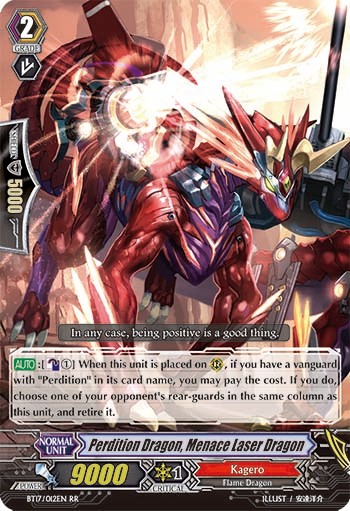 2015 Cardfight!! Vanguard Perdition Dragon, Menace Laser Dragon #BT17/012EN trading card