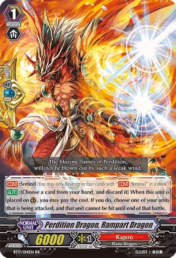 2015 Cardfight!! Vanguard Perdition Dragon, Rampart Dragon #BT17/014EN trading card