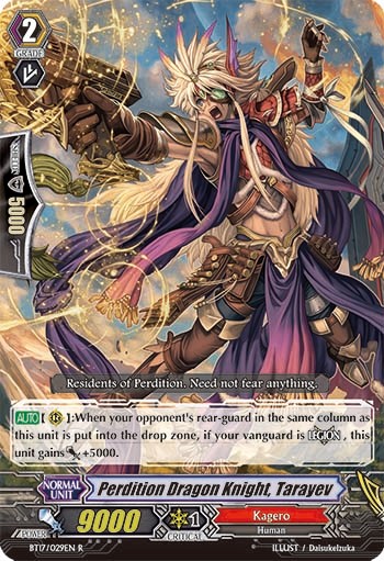 2015 Cardfight!! Vanguard Perdition Dragon Knight, Tarayev #BT17/029EN trading card