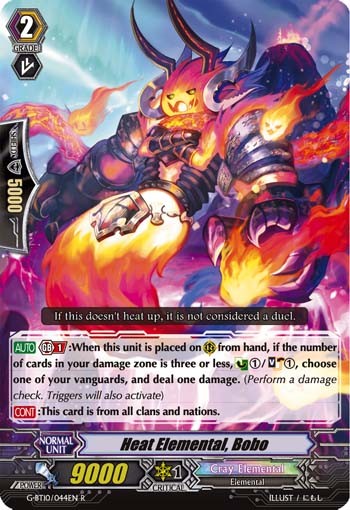 2017 Cardfight!! Vanguard Heat Elemental, Bobo #G-BT10/044EN trading card