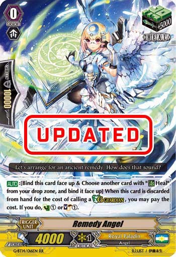 2018 Cardfight!! Vanguard Remedy Angel #G-BT14/016EN trading card