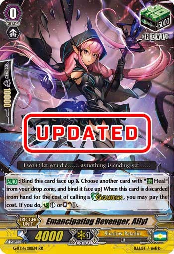 2018 Cardfight!! Vanguard Emancipating Revenger, Allyl #G-BT14/018EN trading card