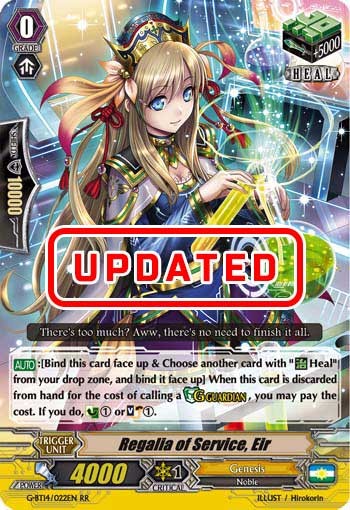 2018 Cardfight!! Vanguard Regalia of Service, Eir #G-BT14/022EN trading card